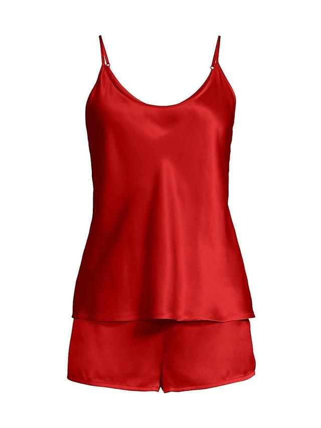 Womens 2-Piece Silk Camisole & Shorts Pajama Set Product Image