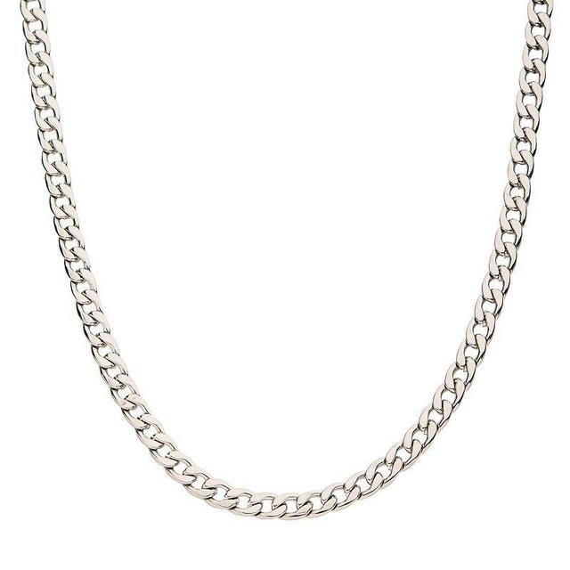 Mens 3.5 mm Stainless Steel Flat Curb Chain Necklace Silver Tone Product Image