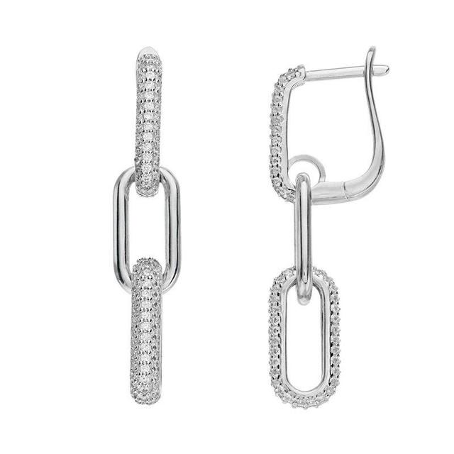 Rosabella Sterling Silver Cubic Zirconia Link Drop Earrings, Womens Product Image