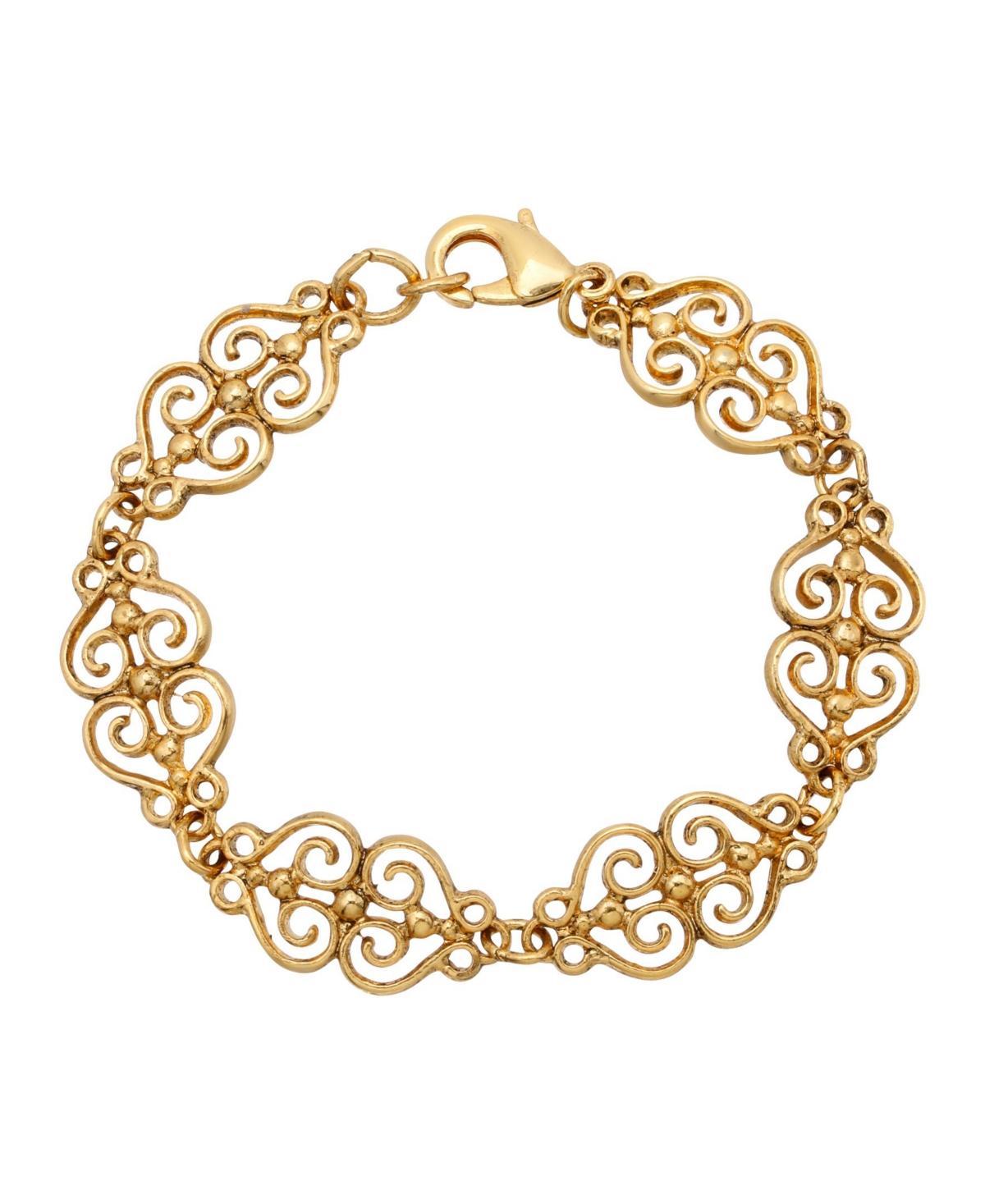 1928 Gold Tone Filigree Bracelet, Womens Product Image