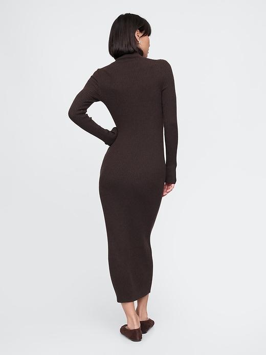 Turtleneck Rib Midi Sweater Dress Product Image