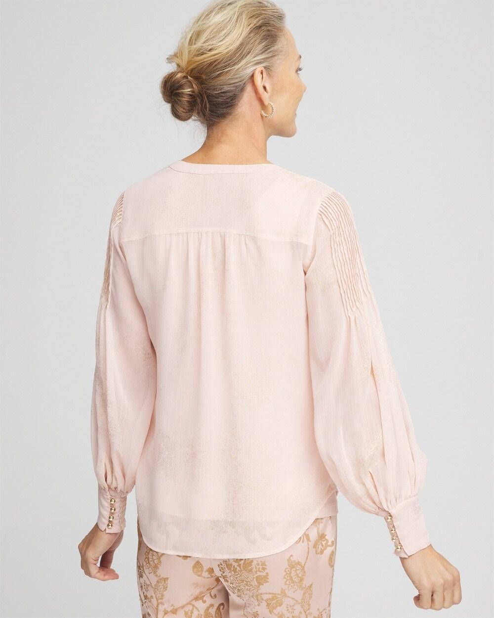 Gold Foil Chiffon Pintuck Blouse Product Image