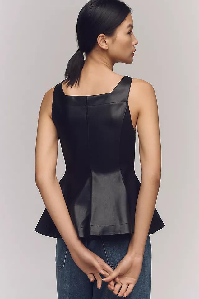 By Anthropologie Faux-Leather Seamed Corset Top Product Image