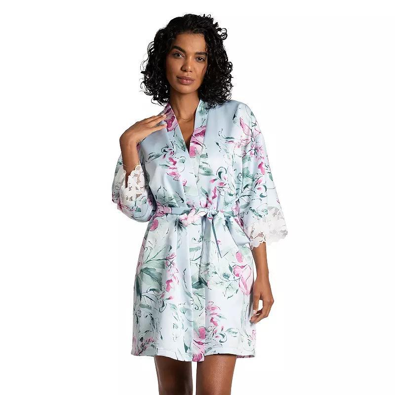 Womens Lilac+London Print Satin Wrapper Robe Product Image