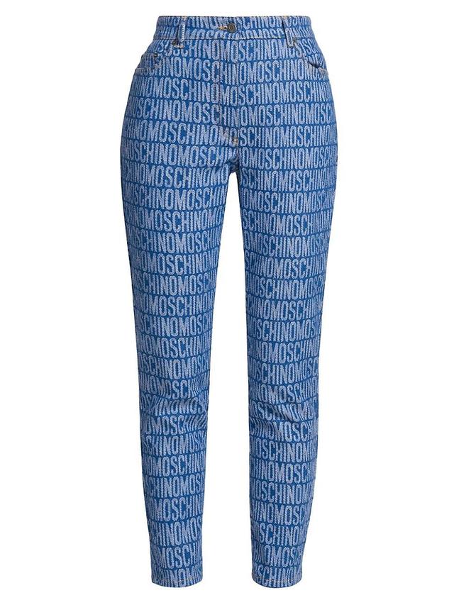 Womens Logo High-Waisted Denim Pants Product Image