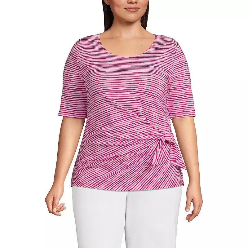 Womens Plus Size Lands End Lightweight Jersey Tie Front Top Product Image