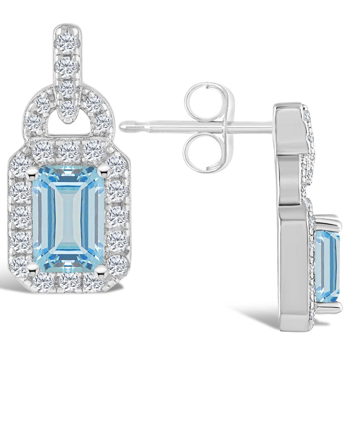 Celebration Gems Sterling Silver Blue Topaz & White Topaz Accent Drop Earrings, Womens Product Image