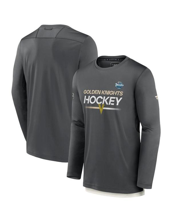 Mens Fanatics Charcoal Vegas Golden Knights 2024 Nhl Winter Classic Authentic Pro Tech Long Sleeve T-shirt Product Image