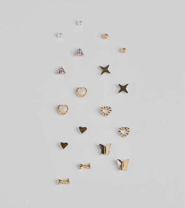 Whimsical Style Nine-Pack Stud Earrings Set Product Image