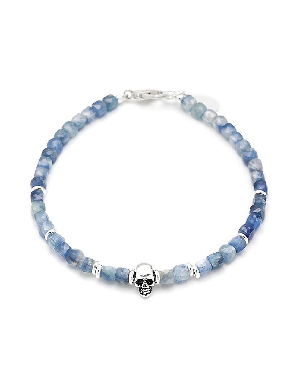 Mens Skull Gemstone Beaded Bracelet Product Image