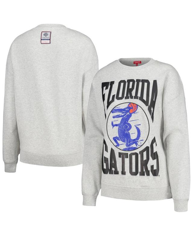 Womens Mitchell & Ness Heather Gray Florida Gators Oversized Logo Lightweight Pullover Sweatshirt Product Image