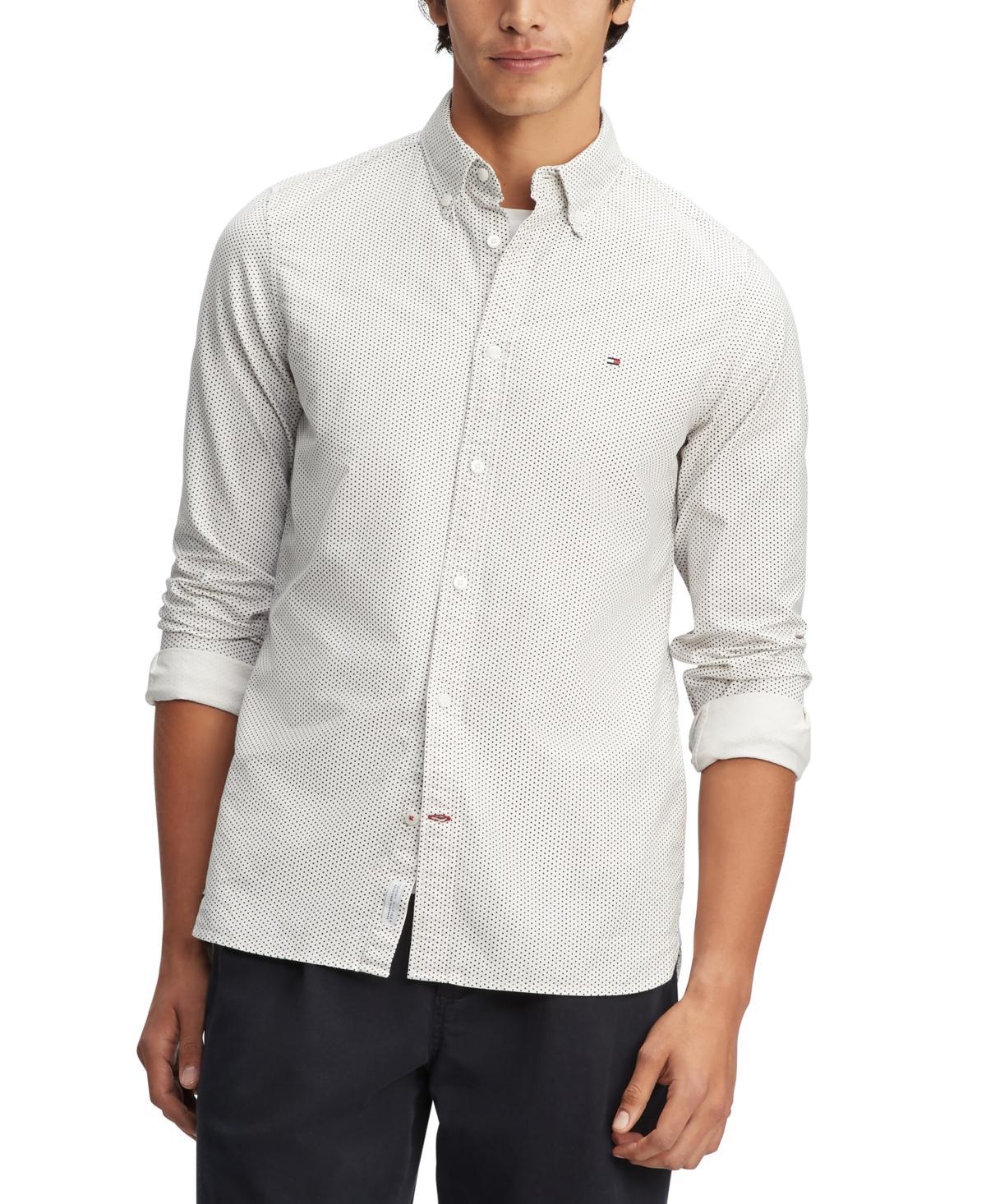 Tommy Hilfiger Mens Dot-Print Button-Down Oxford Shirt - Calico Product Image