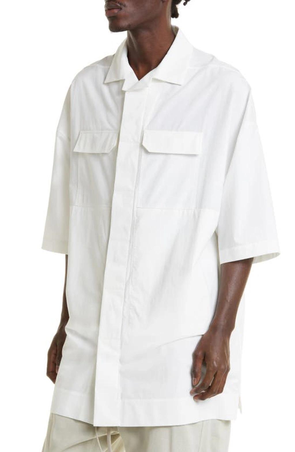 RICK OWENS Magnum Tommy Oversize Cotton Shirt In White Product Image