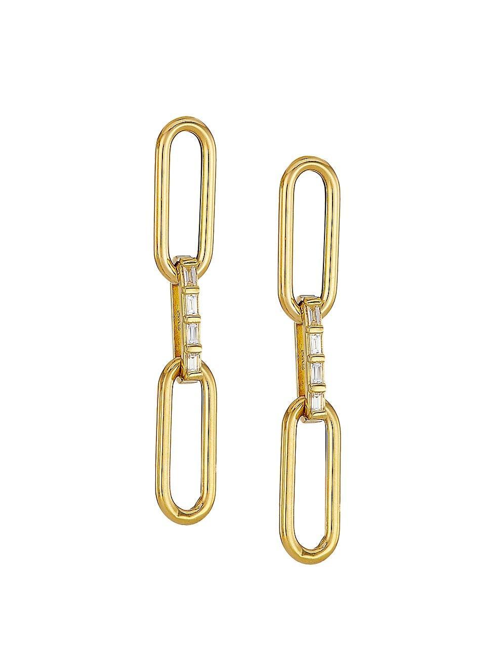 Zo Chicco Large Paperclip Chain with Baguette Diamond Link Drop Earrings Product Image