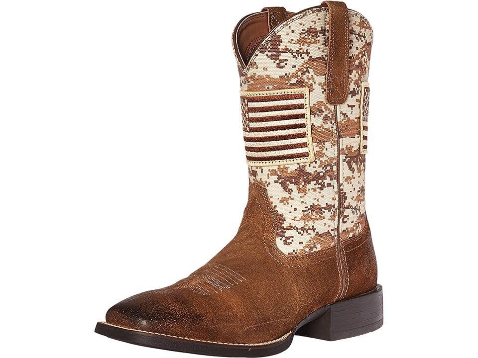 Ariat Sport Patriot (Antique Mocha Suede/Sand Camo Print) Cowboy Boots Product Image