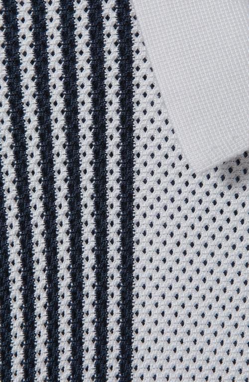 REISS Berlin Open Stitch Half Zip Polo Sweater In Blue/white Product Image