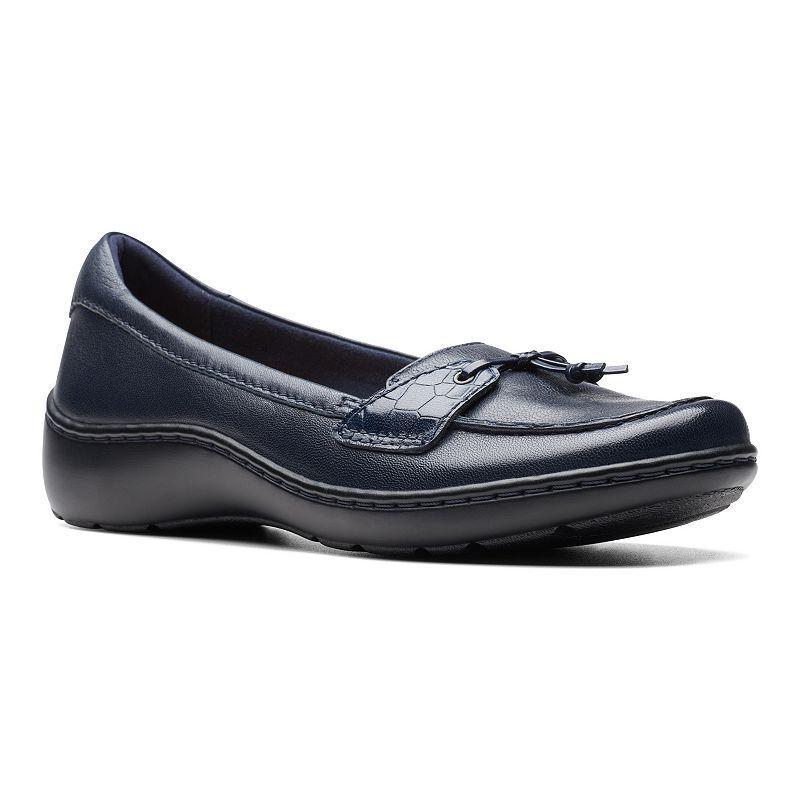 Clarks Cora Haley Womens Leather Loafers Blue Product Image