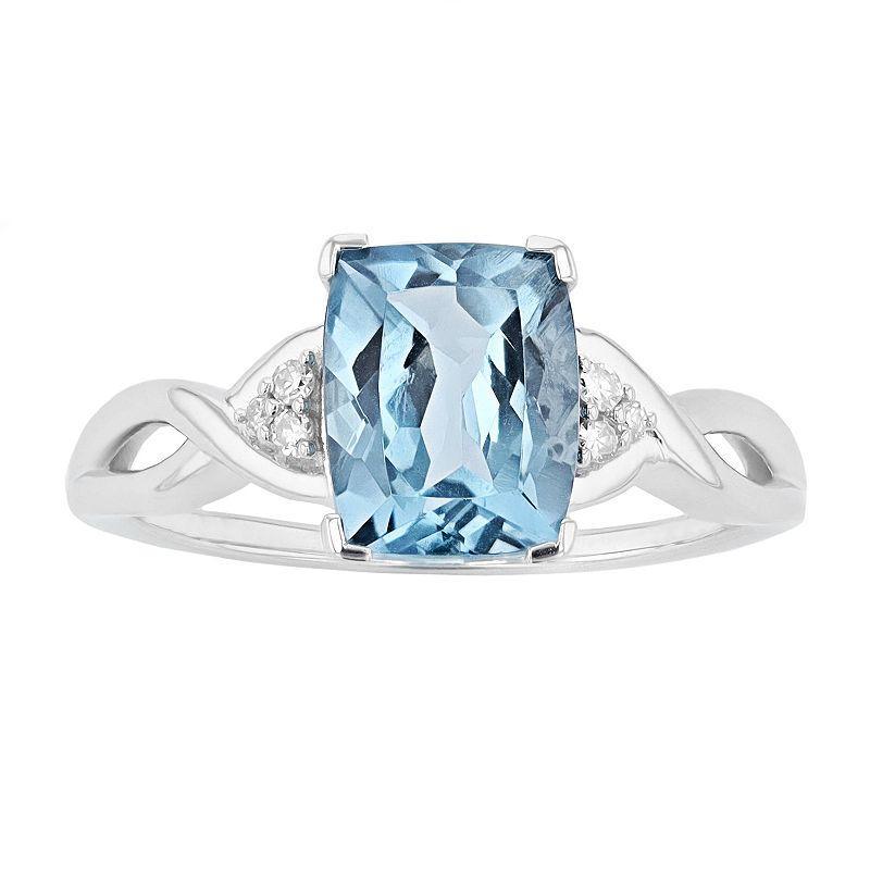 Gemminded 10k White Gold London Blue Topaz & Diamond Accented Ring, Womens Product Image