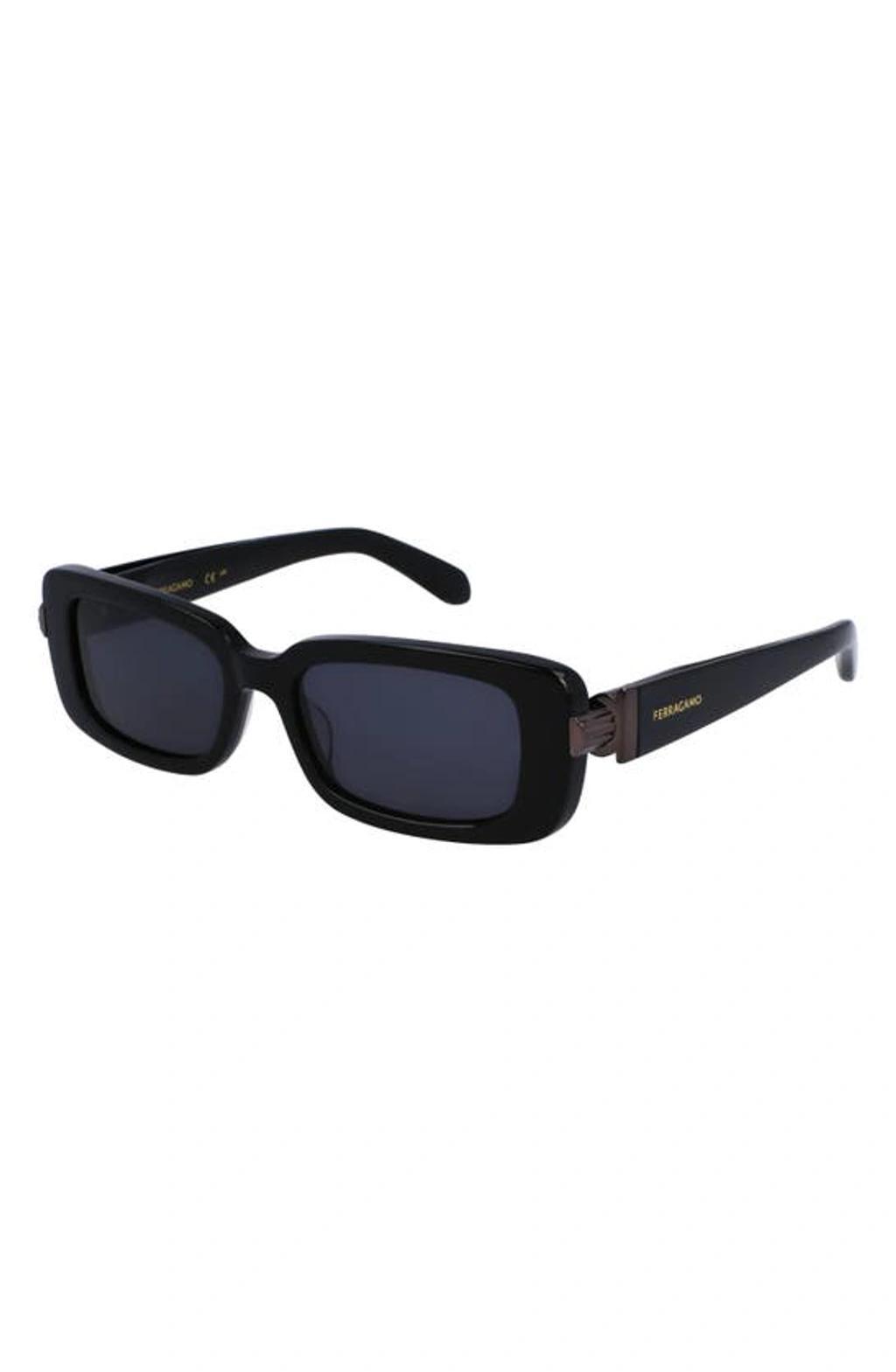 FERRAGAMO Gancini Evolution 52mm Rectangular Sunglasses In Black Product Image