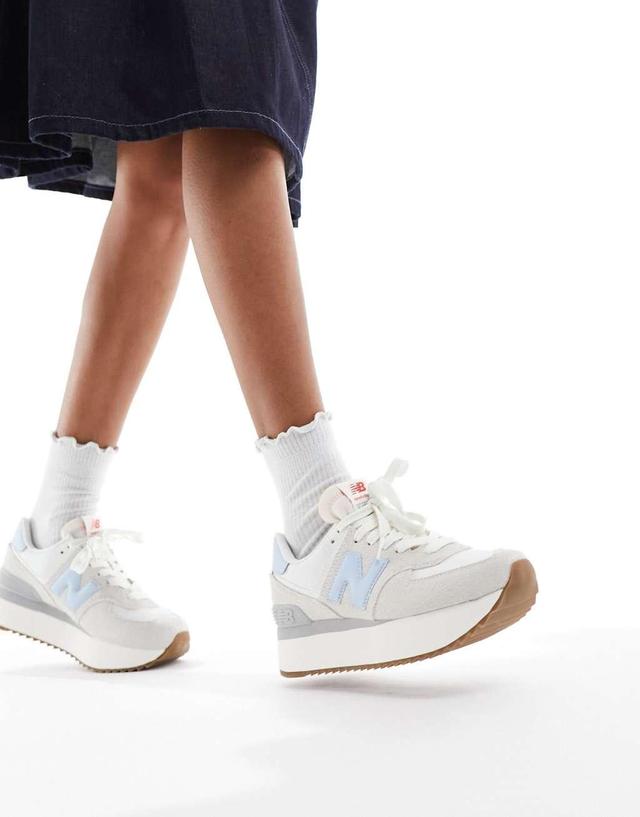 New Balance 574 sneakers in white with light blue detail Product Image