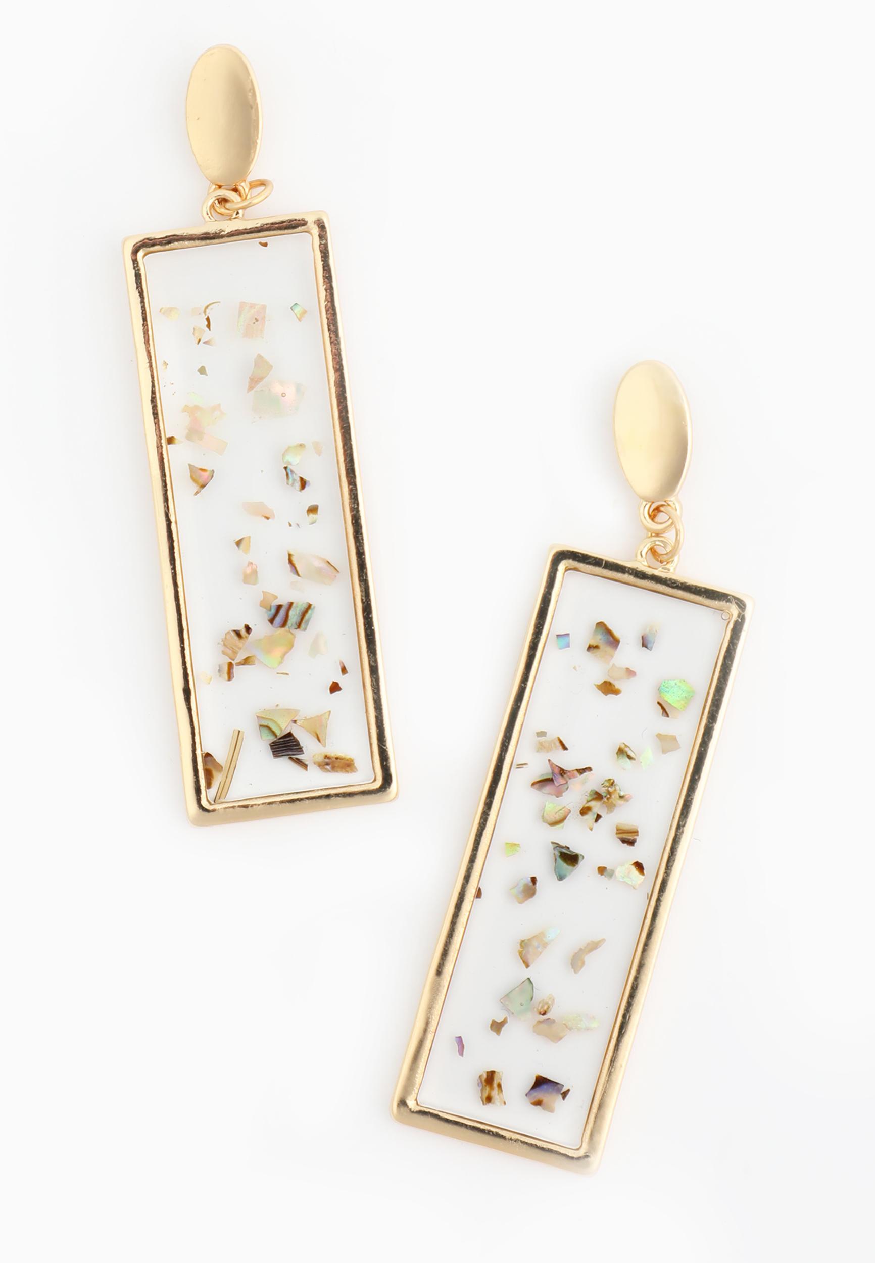 Gold Flecks Rectangular Drop Earrings Product Image