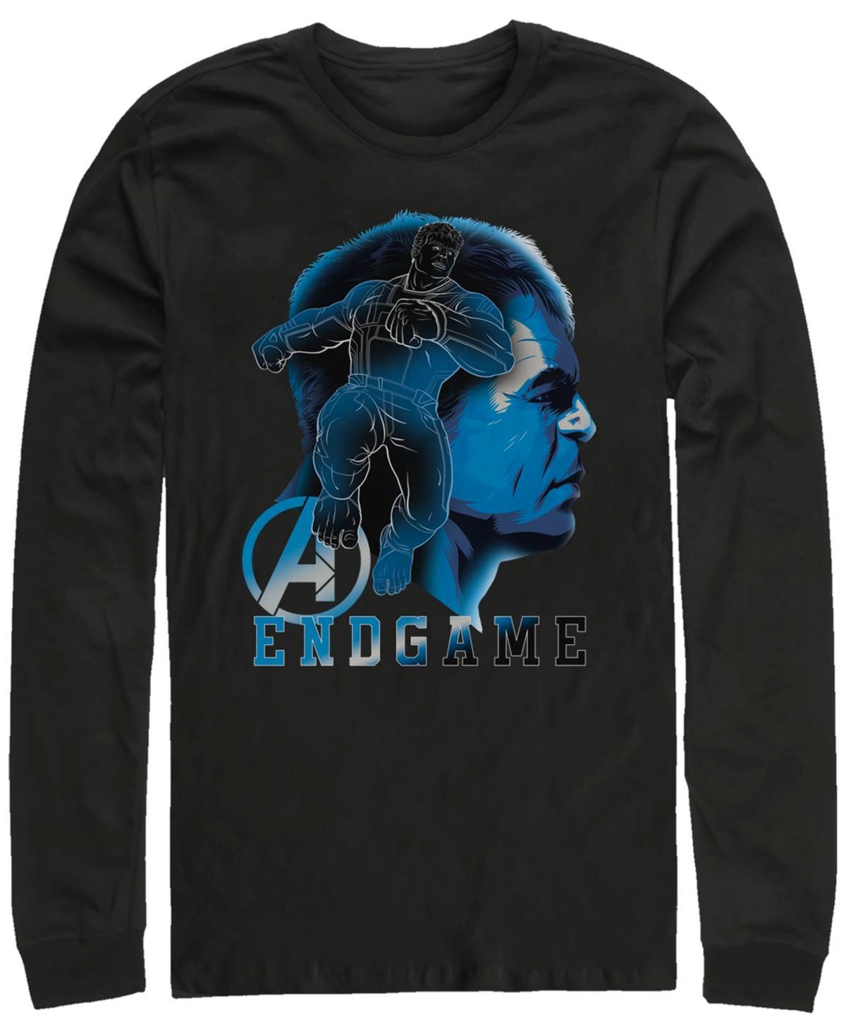 Marvel Mens Avengers Endgame Blue Hulk Side View Silhouette, Long Sleeve T-shirt Product Image