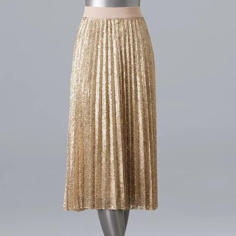 Womens Simply Vera Vera Wang Pleated Sequin Skirt Product Image