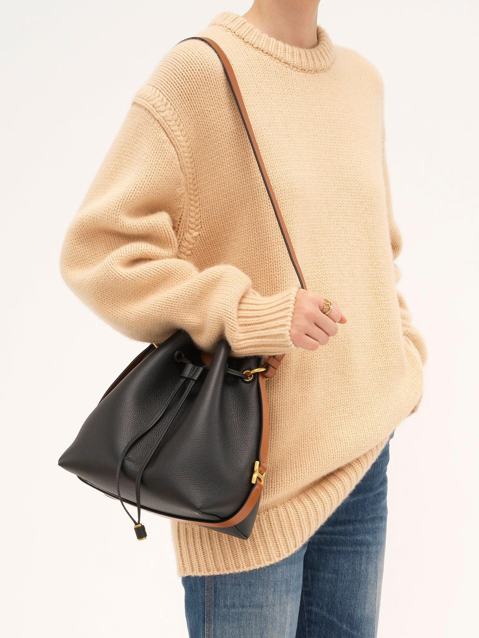 Marcie bucket bag in grained leather Product Image