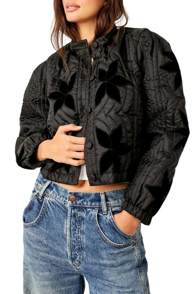 FREE PEOPLE Quinn Quilted Crop Jacket In Black Product Image