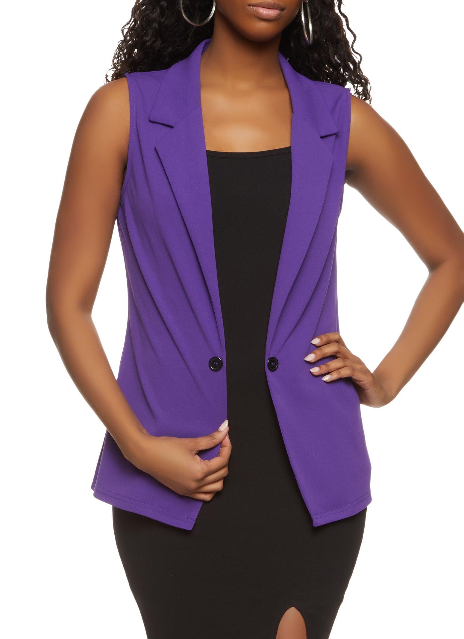 Womens Crepe Knit Single Button Blazer Vest Product Image