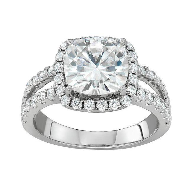 Charles & Colvard 1/4 Ct. T.w. Lab Created Moissanite Split Shank Halo Ring In 14K White Gold, 7 Product Image