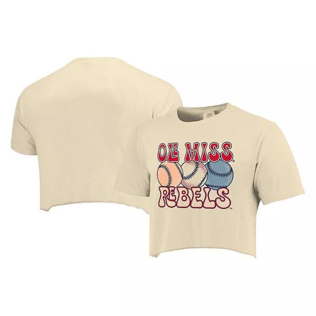 Womens Natural Ole Miss Rebels Comfort Colors Baseball Cropped T-Shirt Product Image