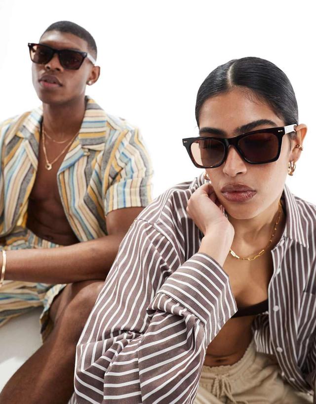 Le Specs Chante square sunglasses in tortoiseshell Product Image