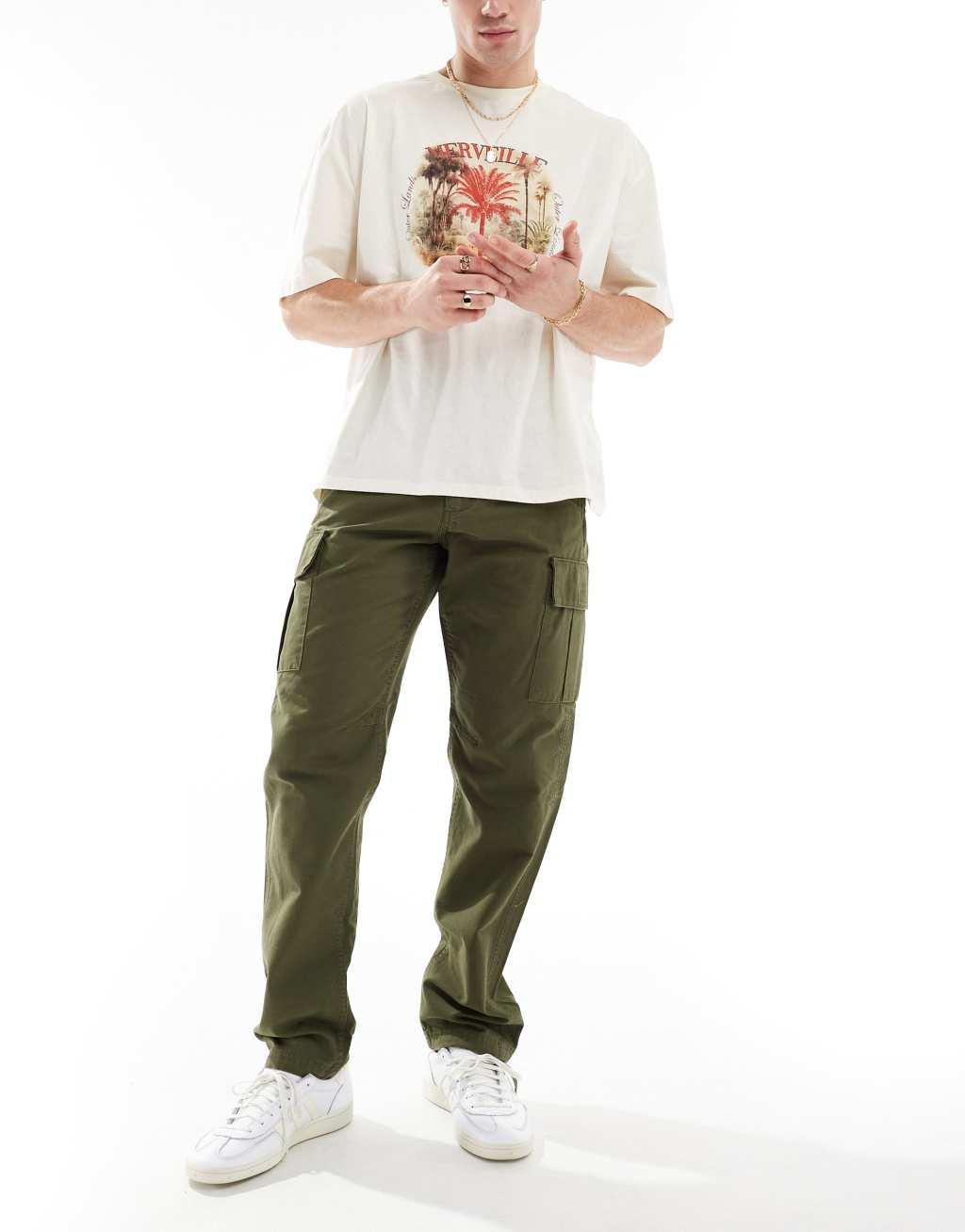 Jack & Jones loose fit cargo pants in olive Product Image