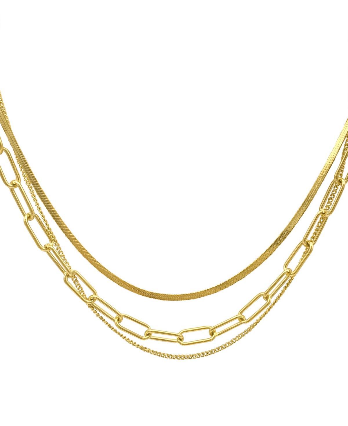 Adornia Paper Clip, Snake Chain and Curb Chain Necklace Product Image