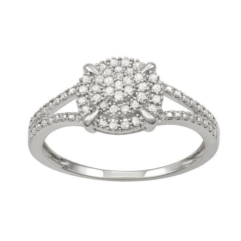 HDI Sterling Silver 1/5 Carat T.W. Diamond Cluster Ring, Womens Product Image