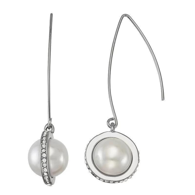 Simply Vera Vera Wang Simulated Pearl Drop Threader Earrings, Womens, White Product Image