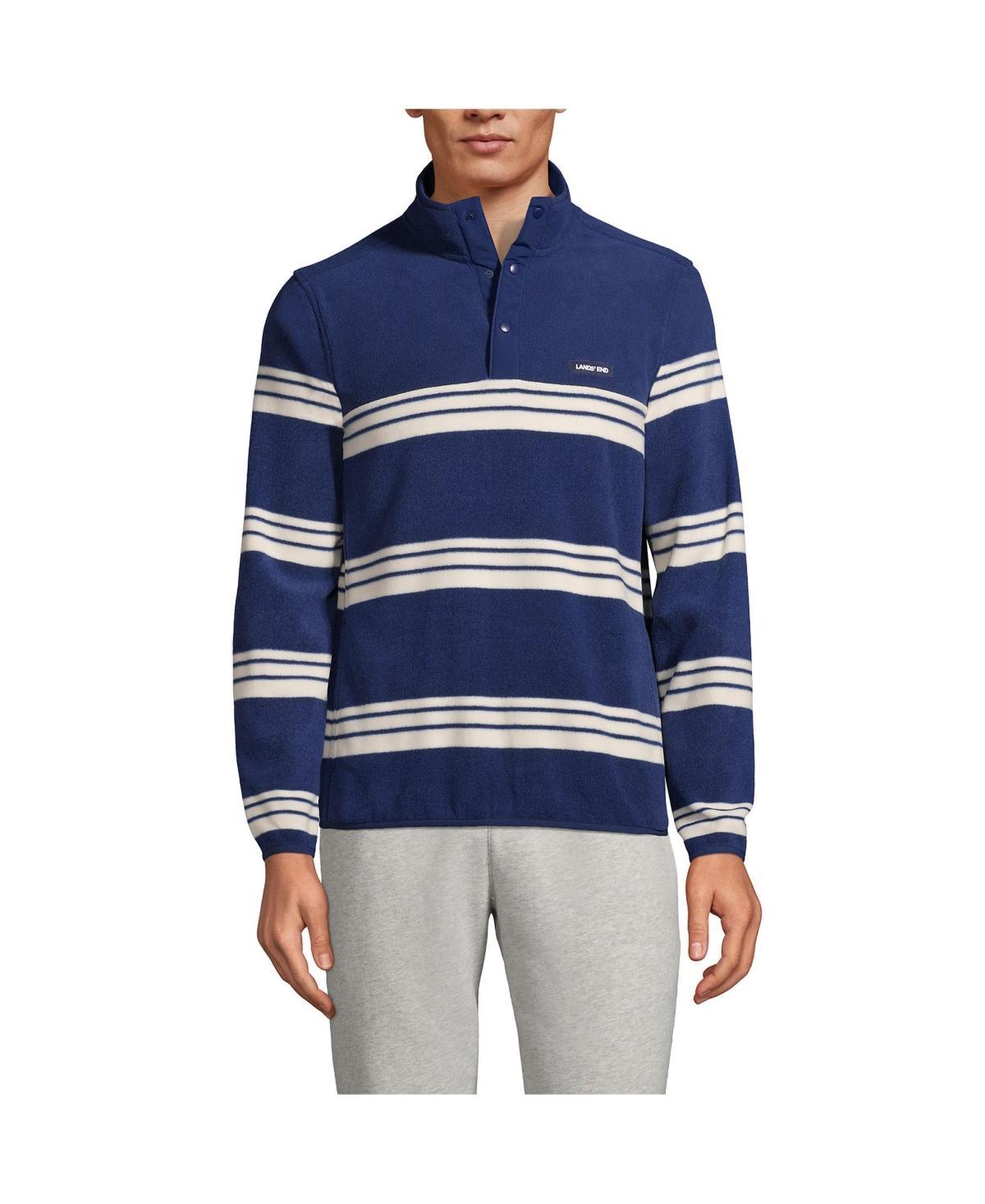 Lands End Mens Heritage Fleece Snap Neck Pullover - Navy Product Image