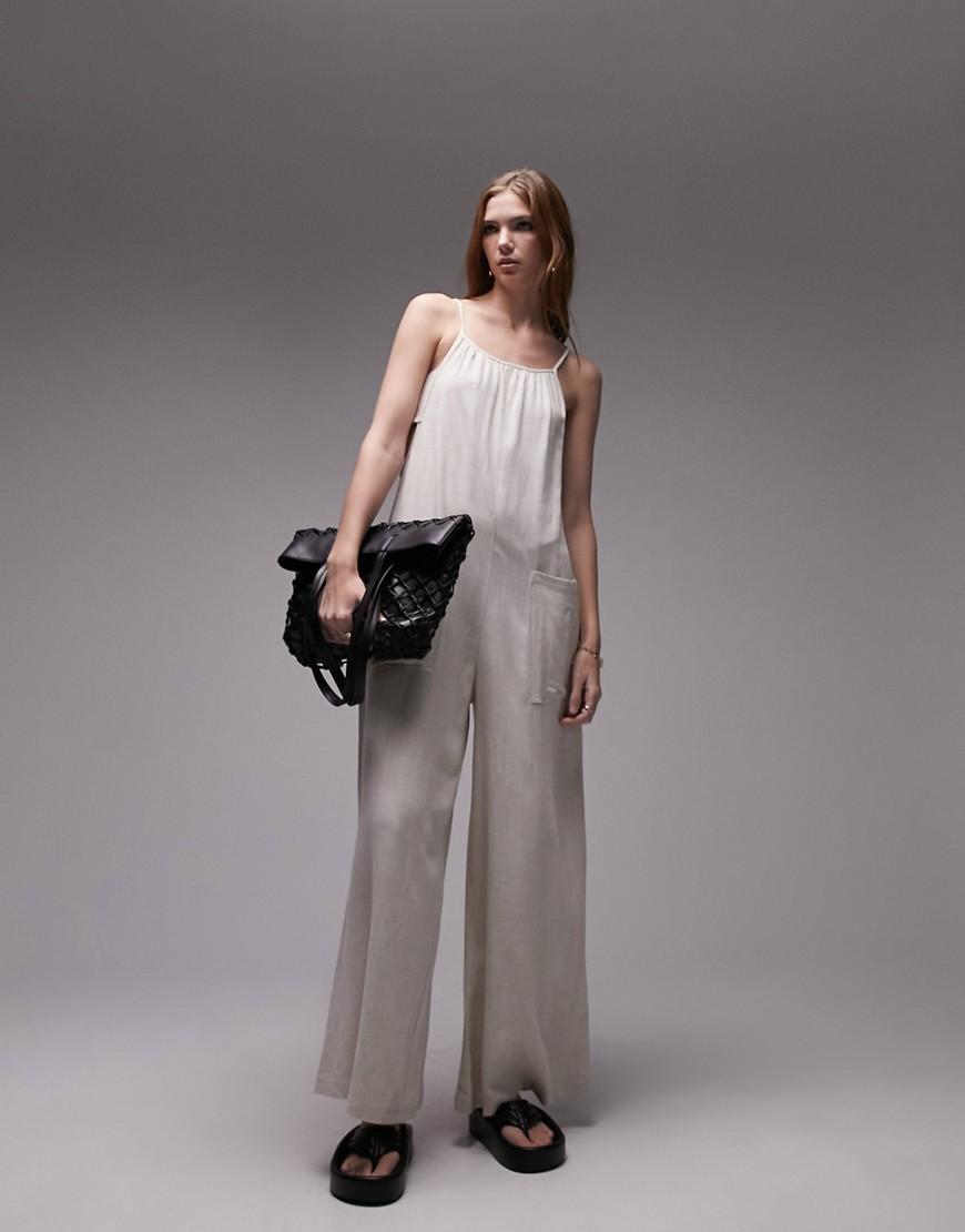 Topshop linen jumpsuit with pockets Product Image