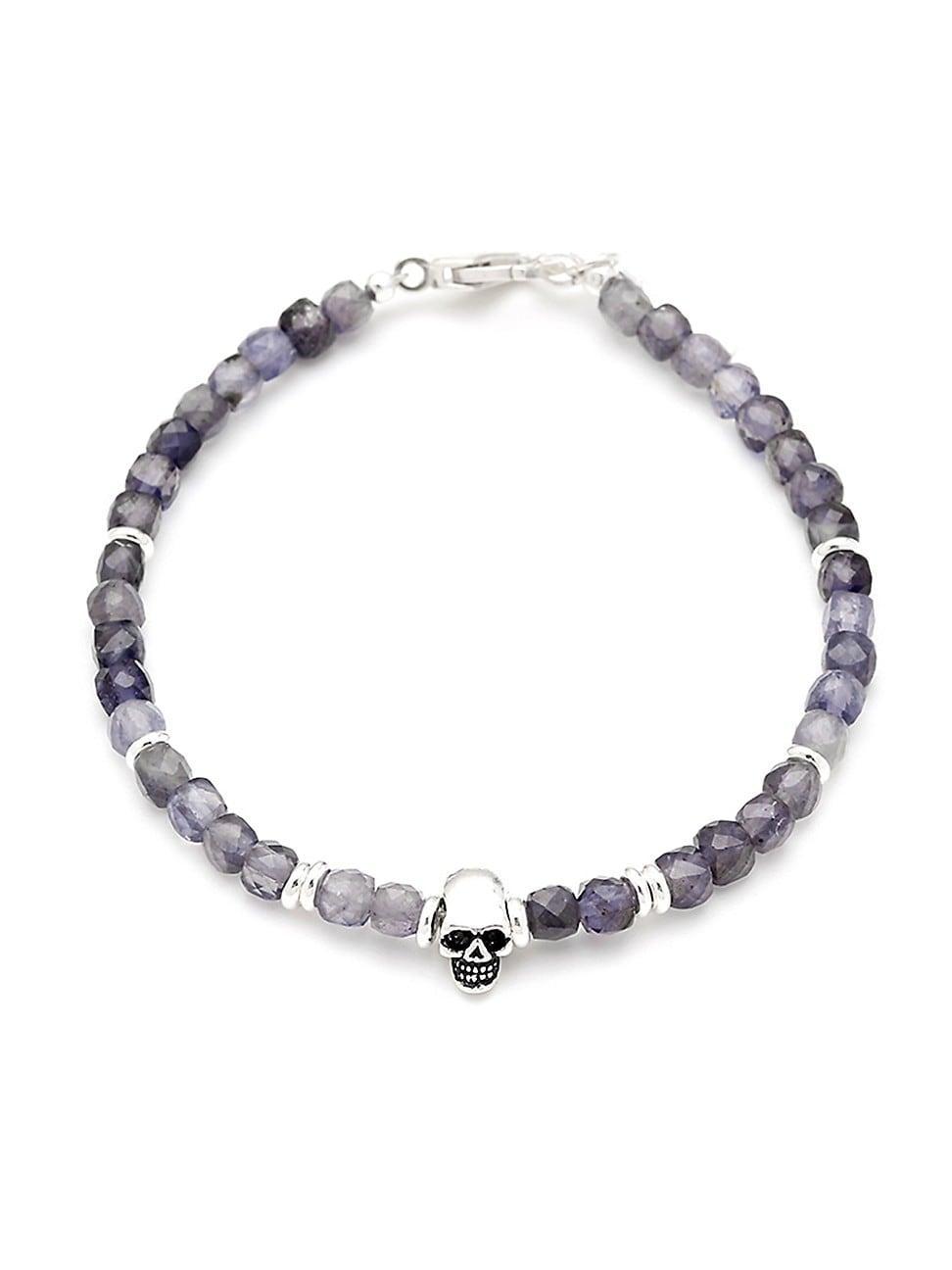 Mens Skull Gemstone Beaded Bracelet Product Image