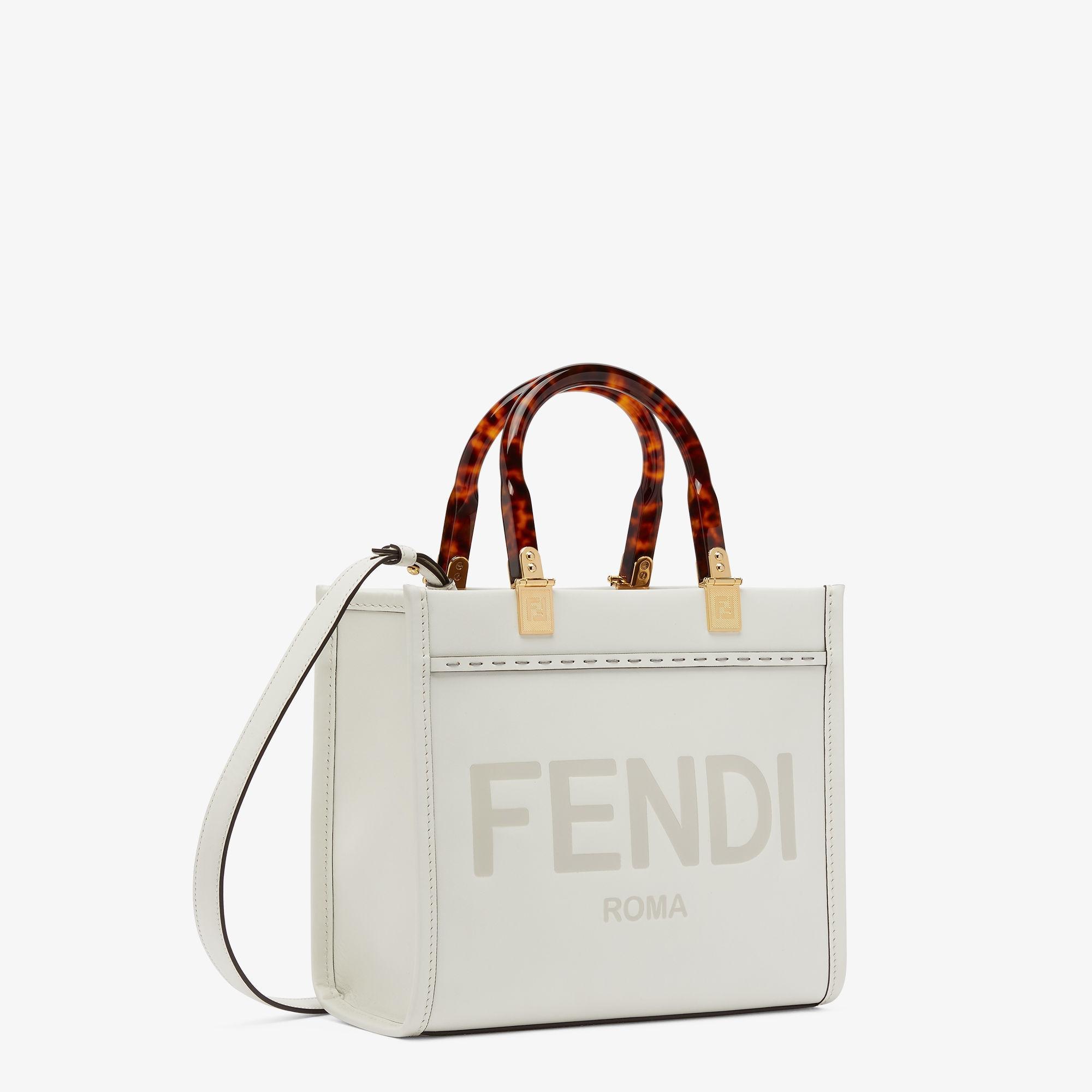 Fendi Sunshine SmallWhite leather shopper Product Image