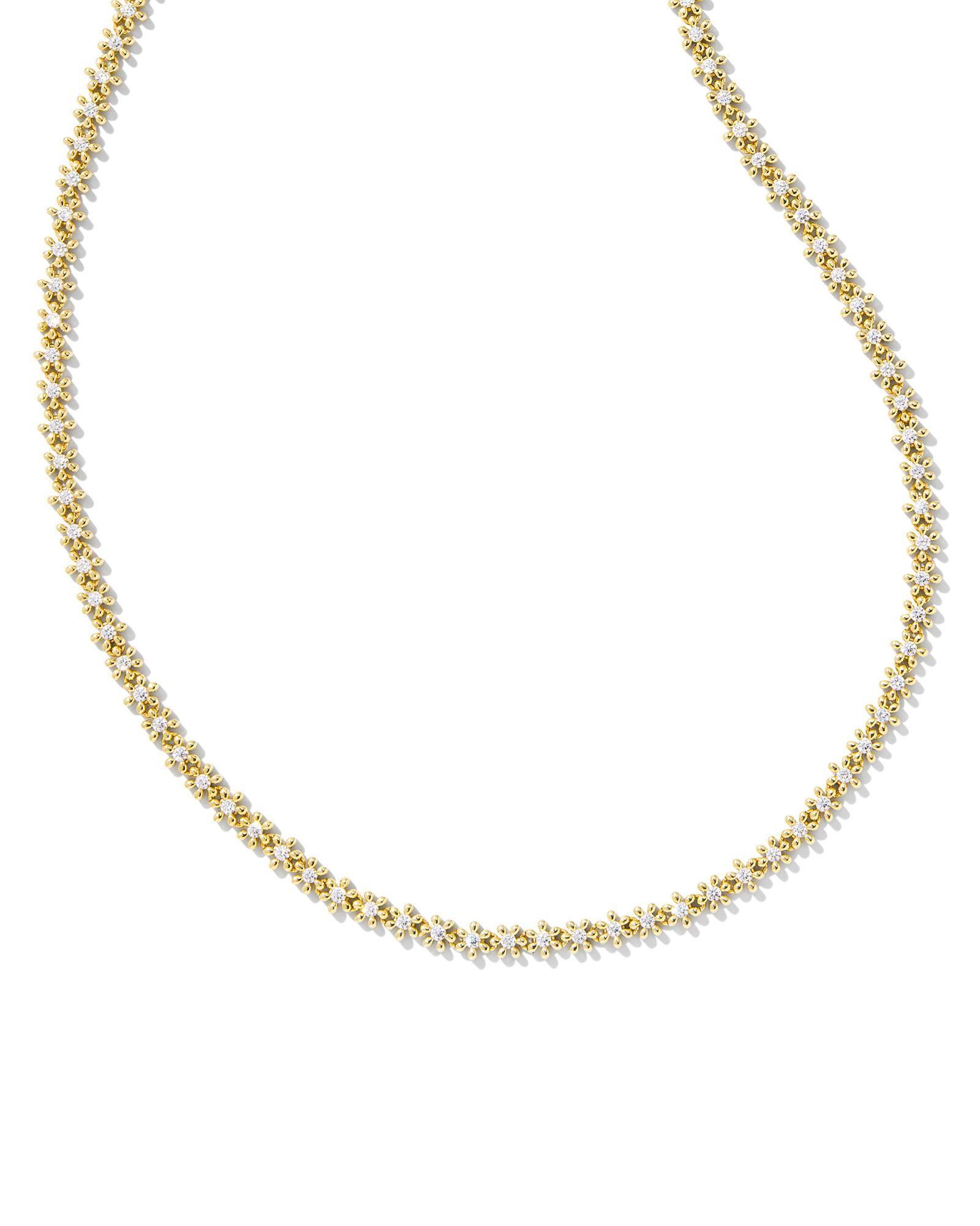 Nydia Gold Strand Necklace in White Crystal Product Image