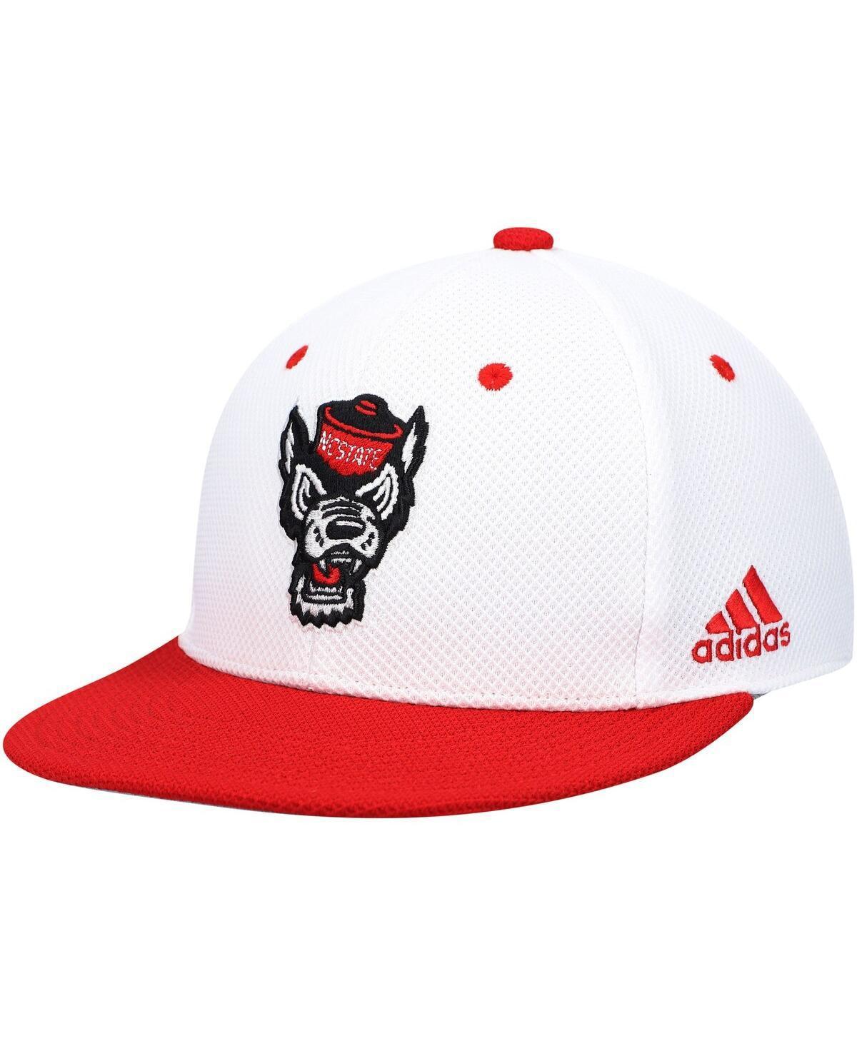 Mens adidas White/Red NC State Wolfpack On-Field Baseball Fitted Hat Product Image