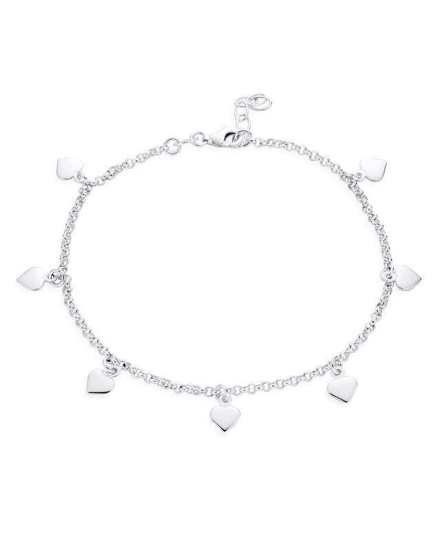 Bling Jewelry Romantic Love Multi Dangling 7 Hearts Charms Anklet Ankle Bracelet For Women .925 Sterling Silver Adjustable 9 To 10 Inch With Extender Product Image