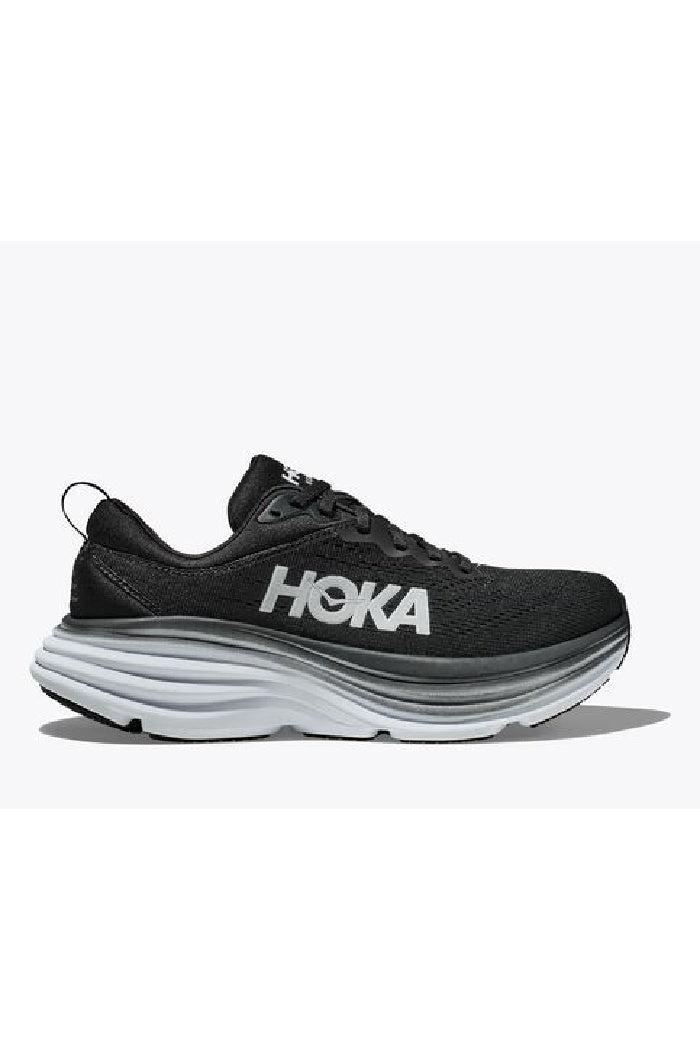 WOMEN'S HOKA BONDI 8 IN BLACK/WHITE MEDIUM WIDTH Female Product Image