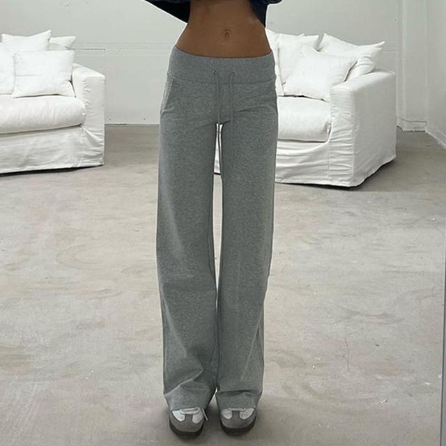 Low Rise Plain Wide Leg Sweatpants Product Image