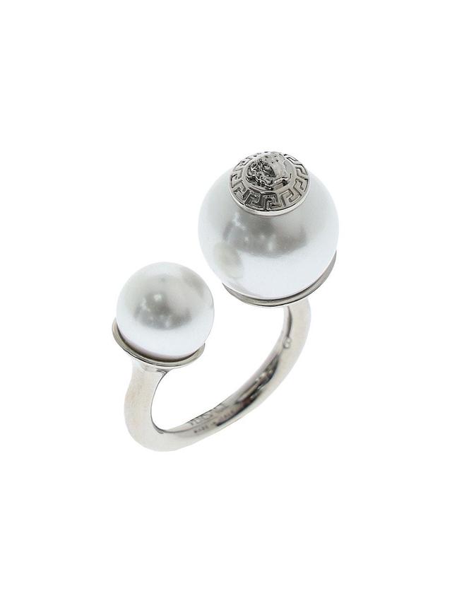 Womens Silvertone & Faux Pearl Medusa Head Ring Product Image