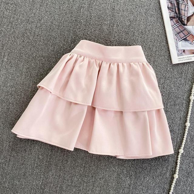 High Rise Plain Tiered Mini A-Line Skirt Product Image