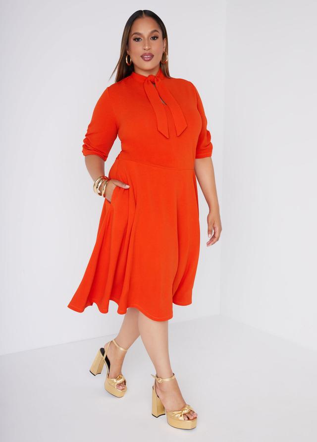 Plus Size Cutout Tie Neck A Line Dress Ashley Stewart Product Image