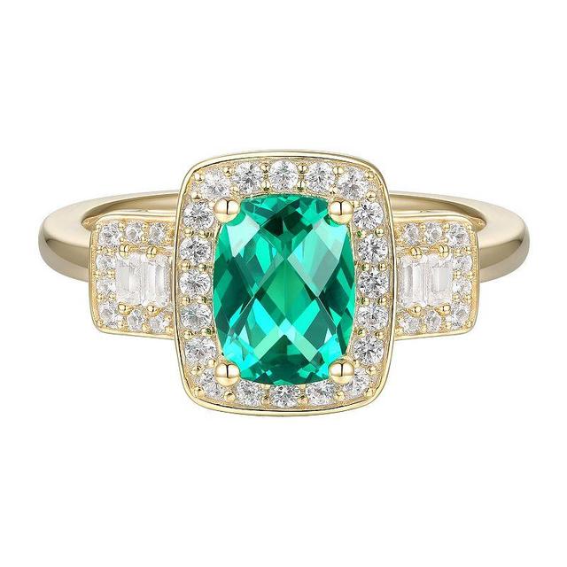 14k Gold Over Silver Lab-Created Emerald & Lab-Created White Sapphire Ring, Womens Gold Tone Product Image